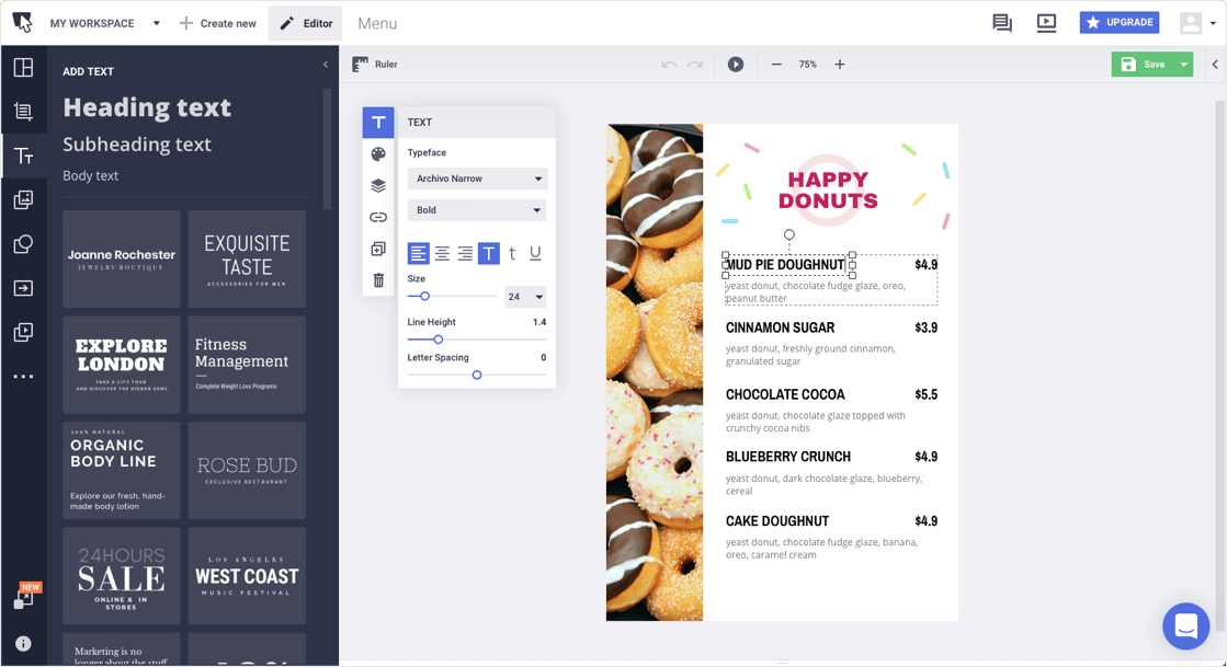 menu creator