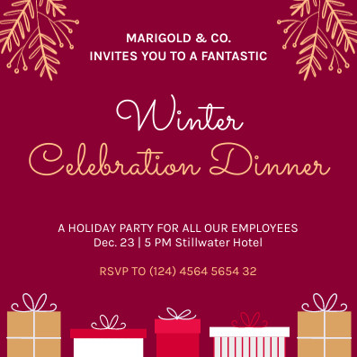 Christmas Winter Celebration Dinner Invitation 397x397 template