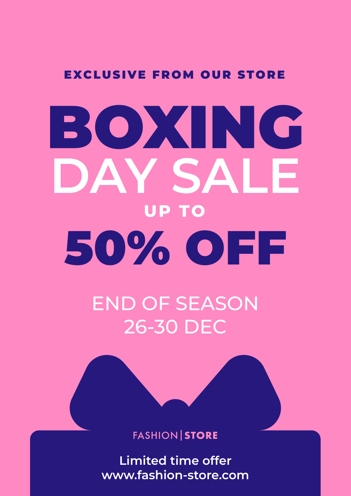 Boxing Day Red Bow Sale Poster 1191x1684 template