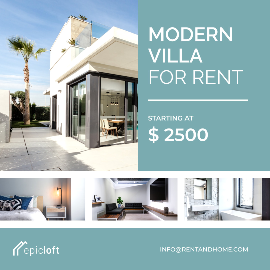 Modern Villa For Rent 1080x1080 template