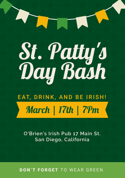 Saint Patrick's Green Day Bash – Flyer Template 420x595 template