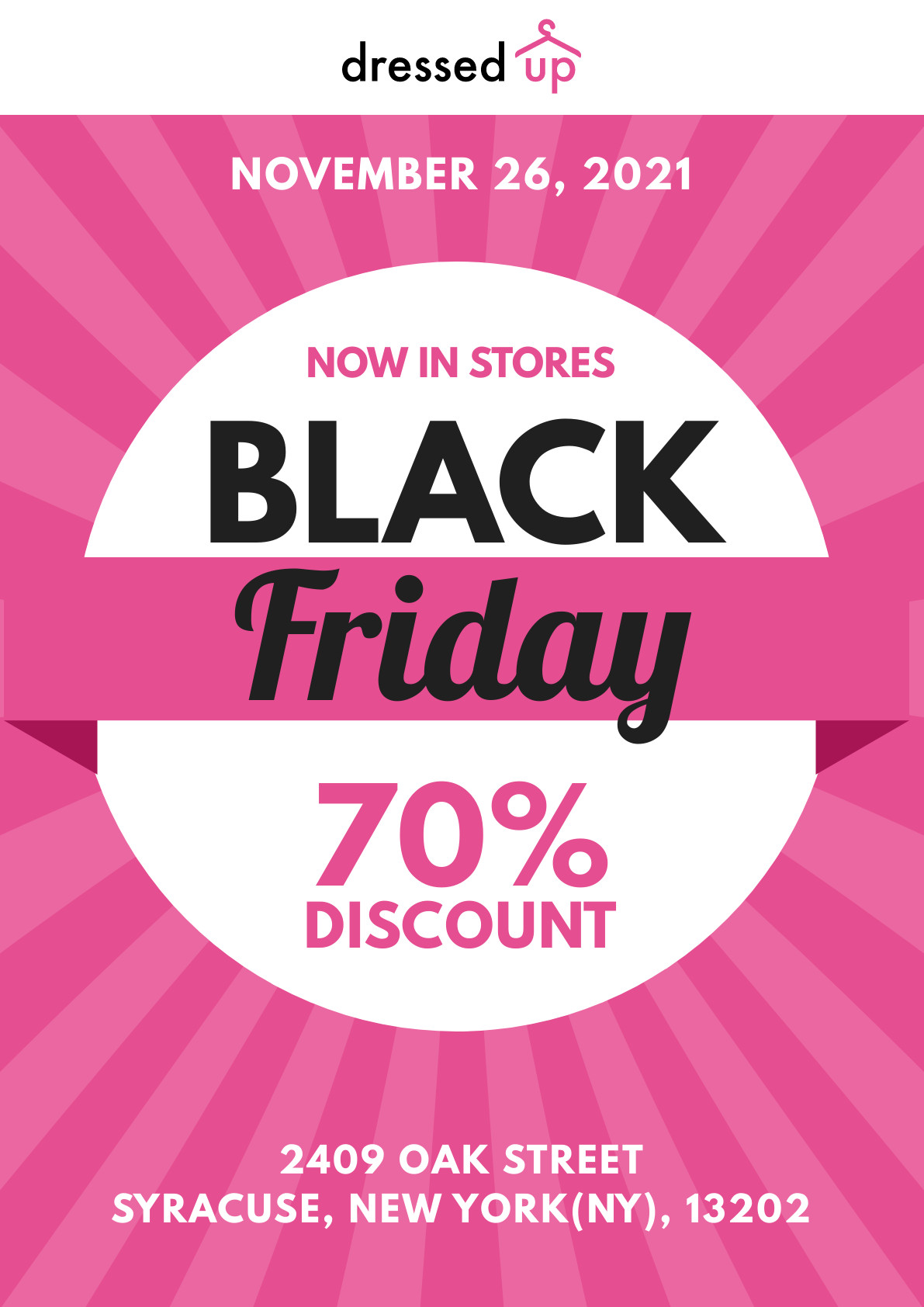 Dressed Up Pink Black Friday Poster 1191x1684 template preview