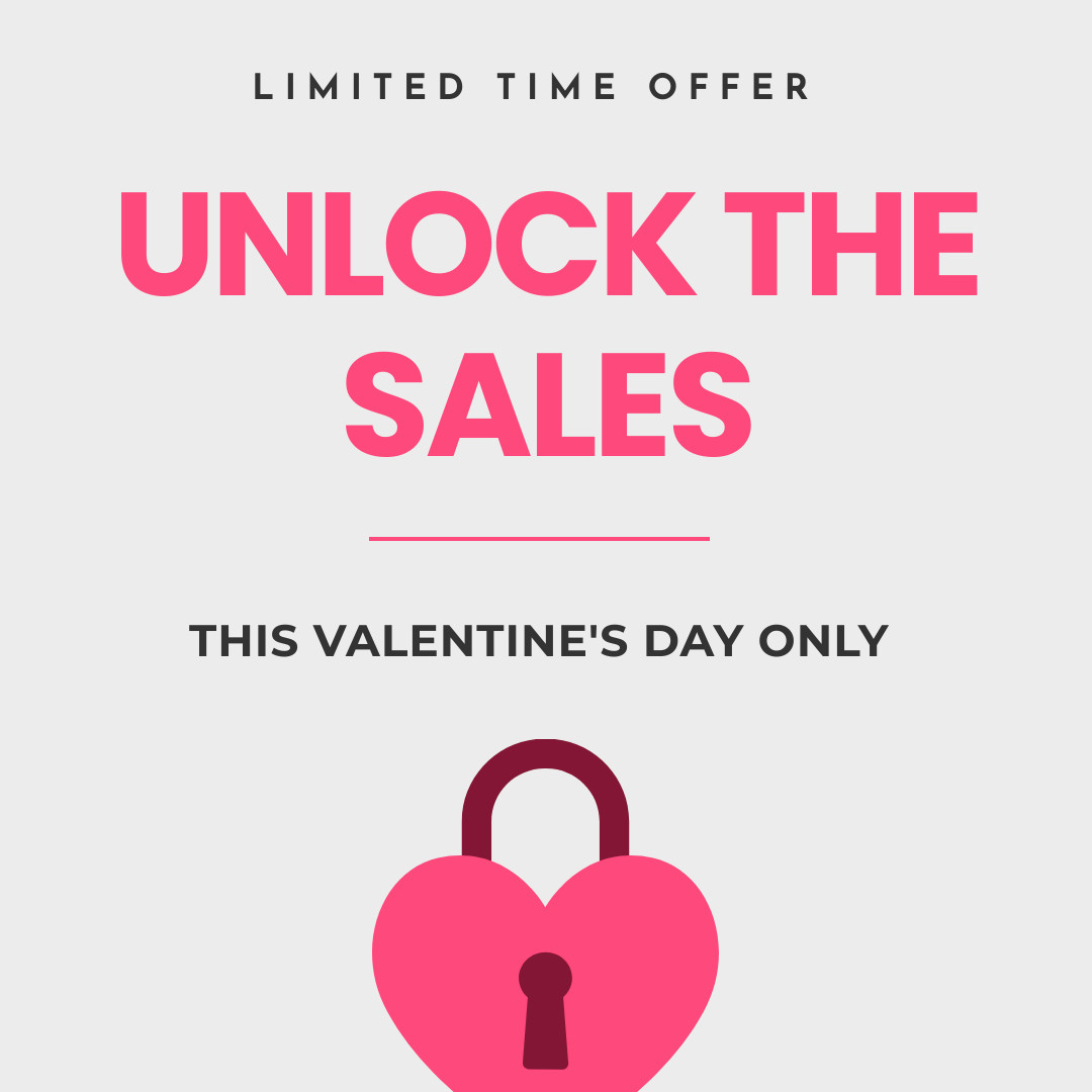 Valentine's Day Unlock Sales 1080x1080 template