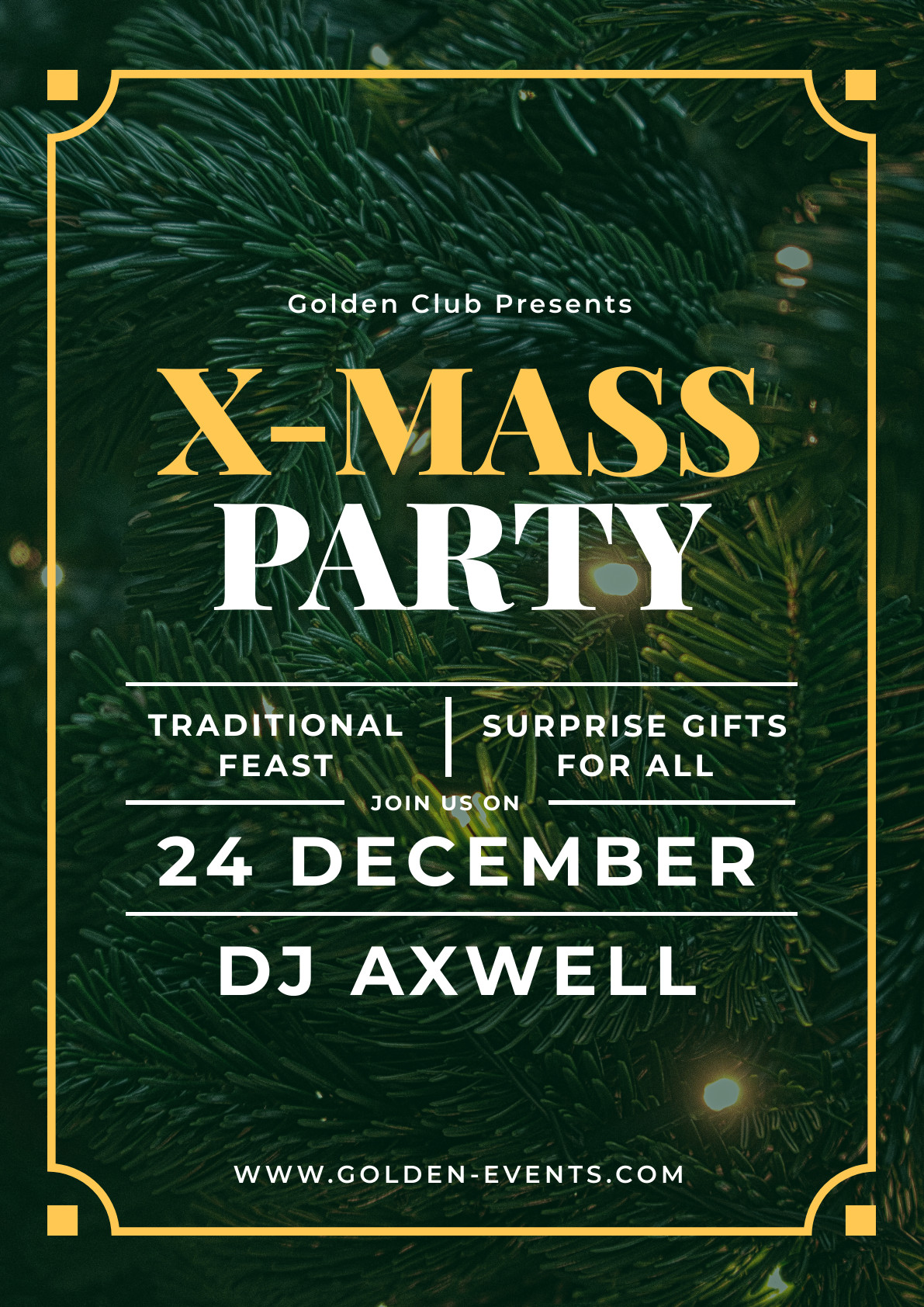 Christmas Party Golden Pine Club Poster 1191x1684 template