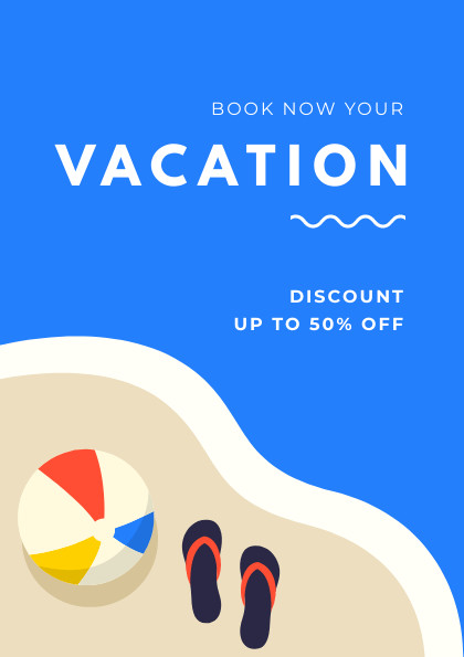Blue Book your Vacation – Flyer Template  420x595 template