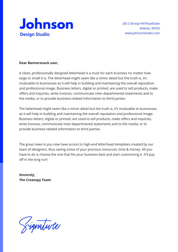Johnson Design Studio – Letterhead Template 595x842 template