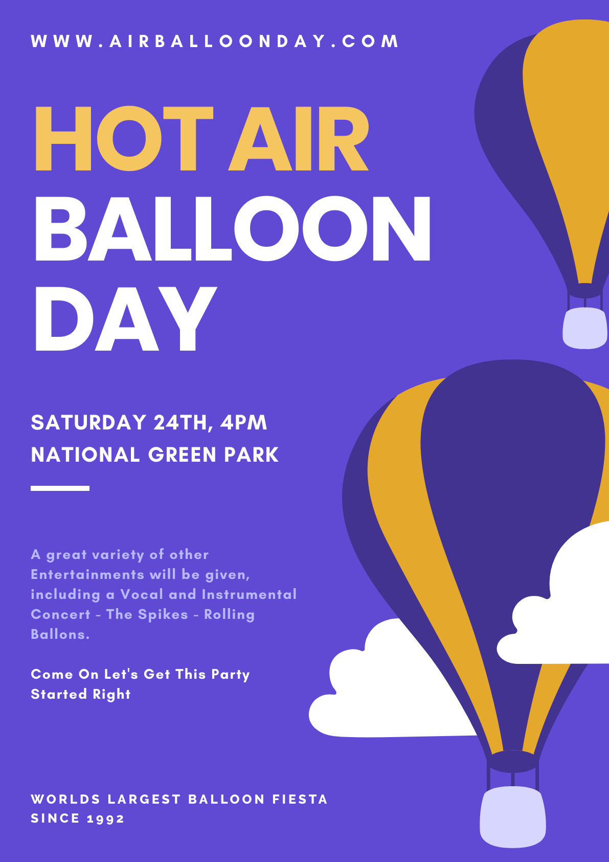 Hot Air Balloon Day – Poster Template 1191x1684 template preview