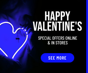 Blue Happy Valentine's Day Offers 300x250 template