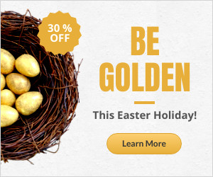 Golden Easter Egg with Promo 300x250 template