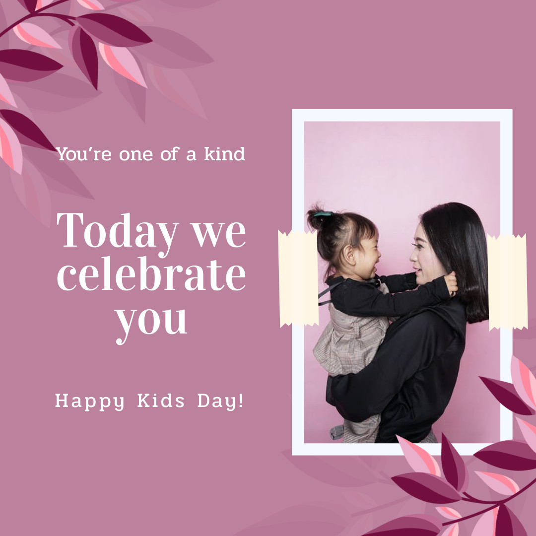 Pink Today We Celebrate Kids Day 1080x1080 template