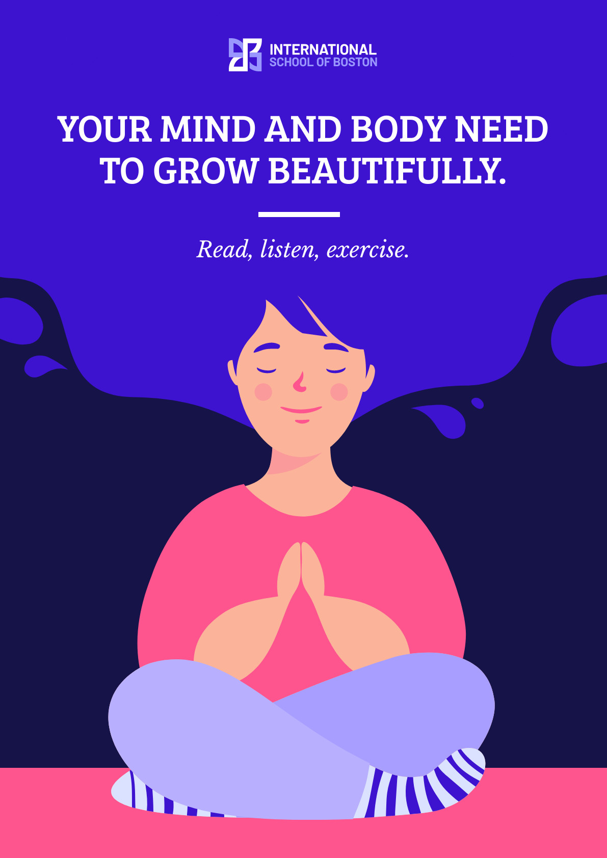 Read Listen Exercise Grow School Poster 1191x1684 template preview