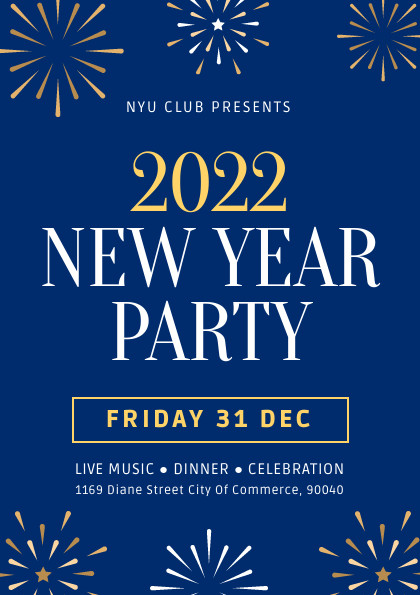 2022 New Year Club Celebration Flyer 420x595 template
