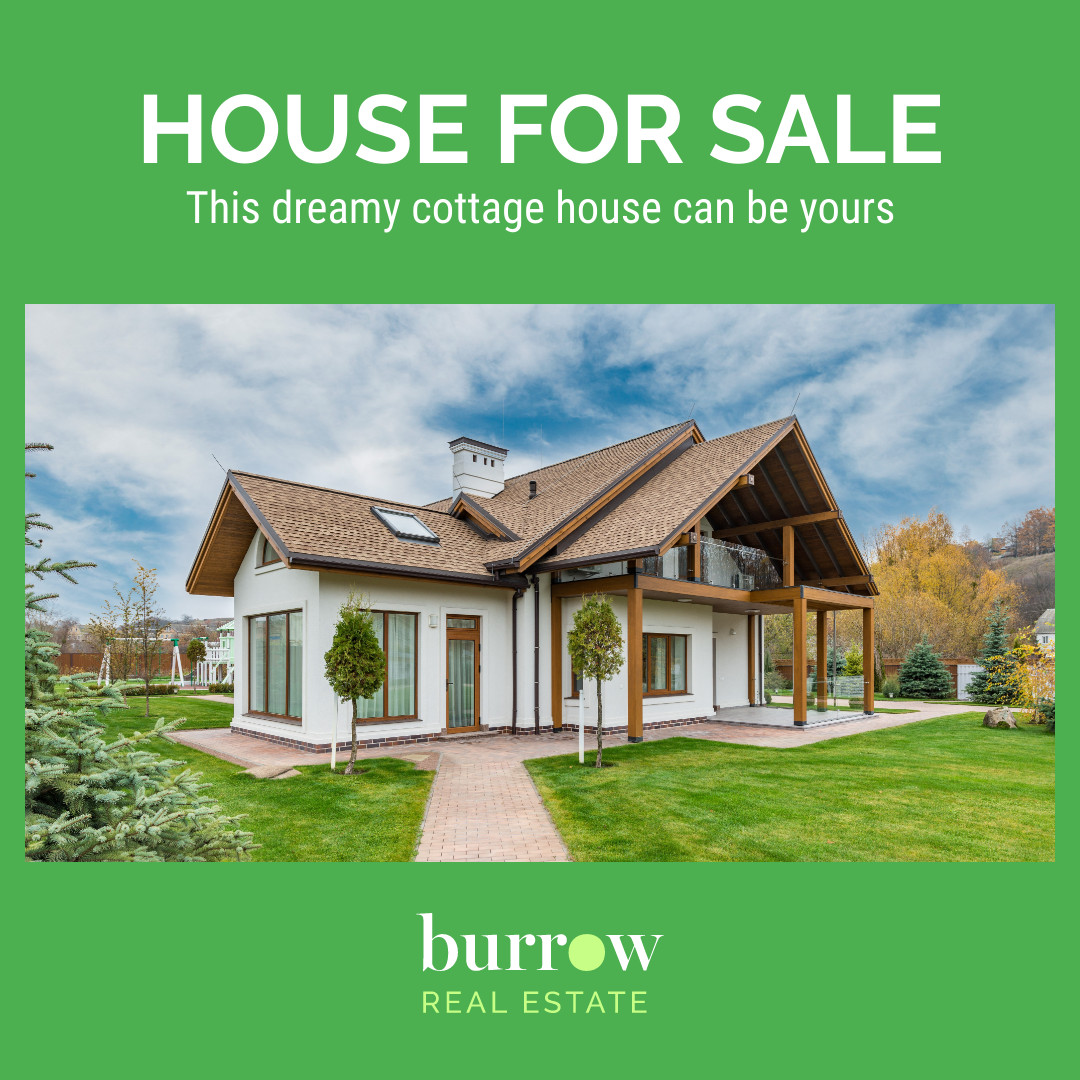Green Dreamy Cottage House 1080x1080 template
