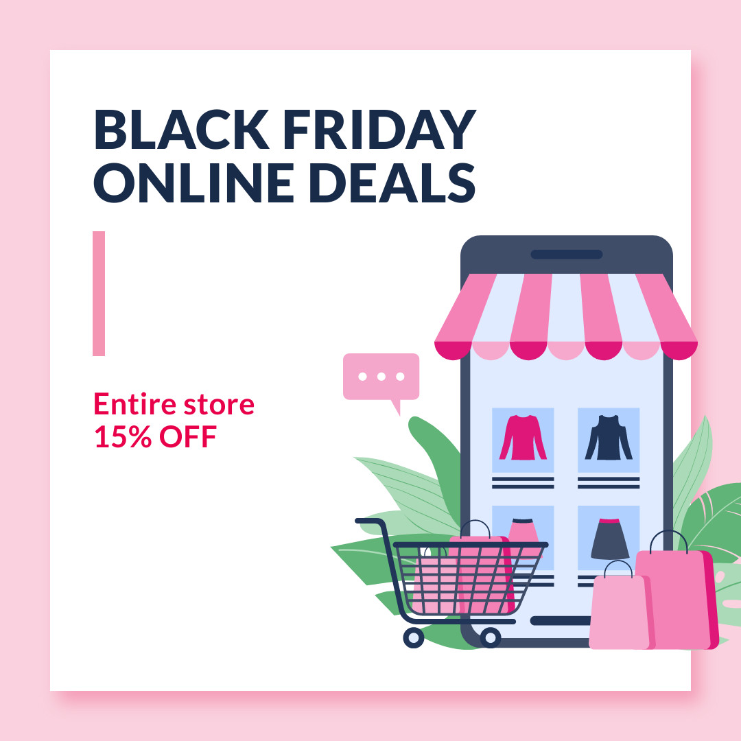 Black Friday Entire Store Illustration Online Deals  1080x1080 template