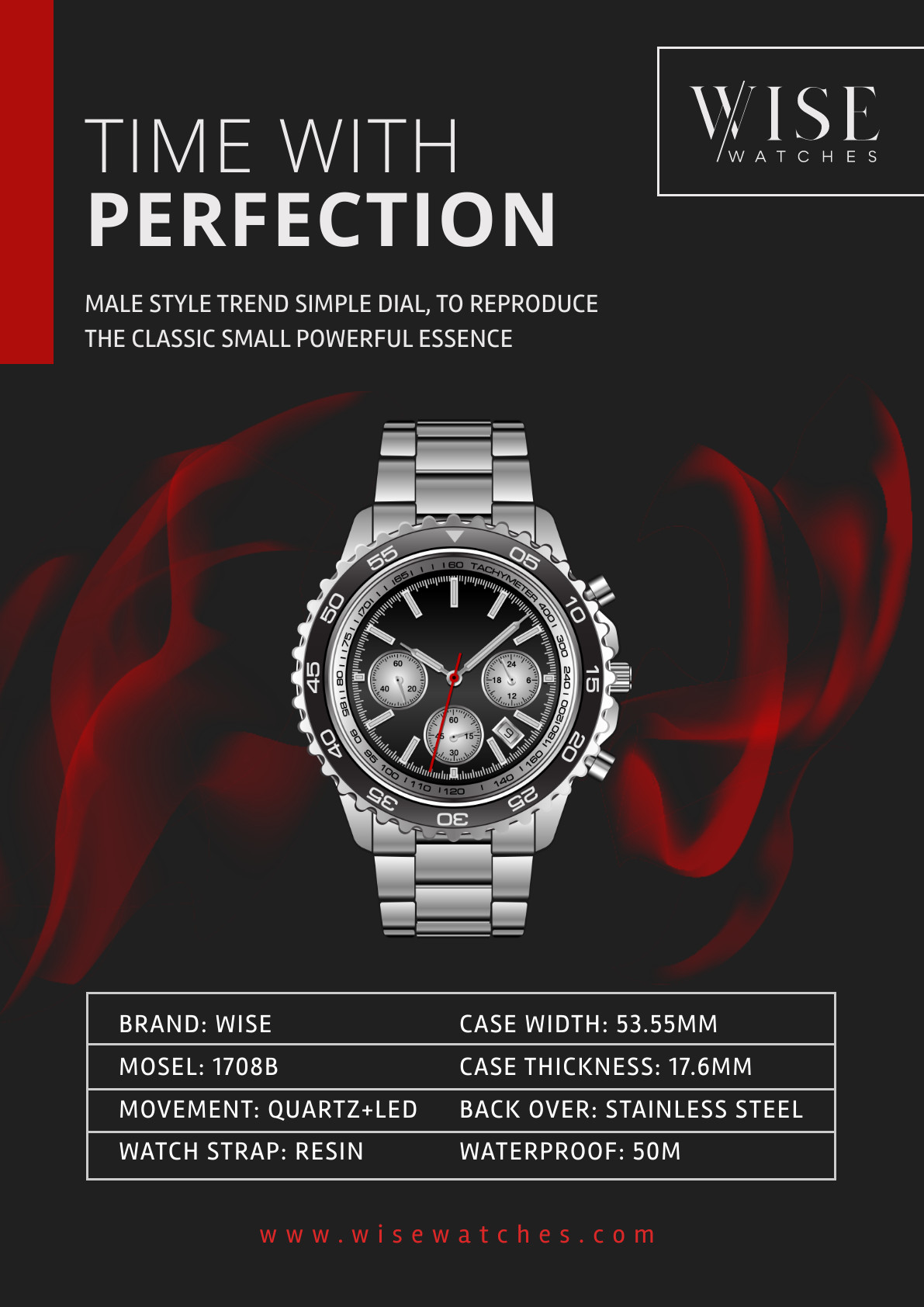 Time With Perfection Men's Watch – Poster Template  1191x1684 template