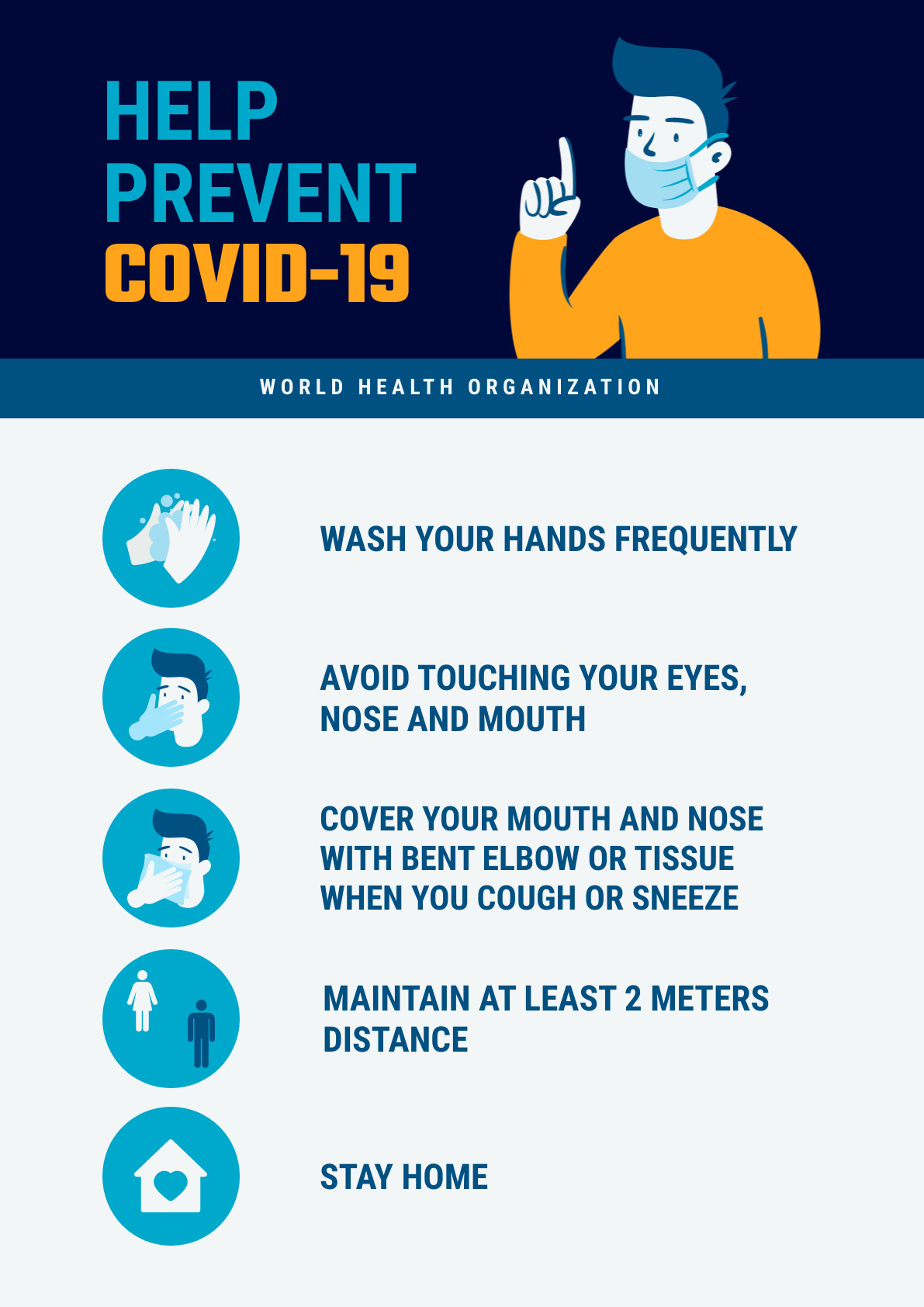 Help prevent COVID-19 WHO – Poster Template 1191x1684 template