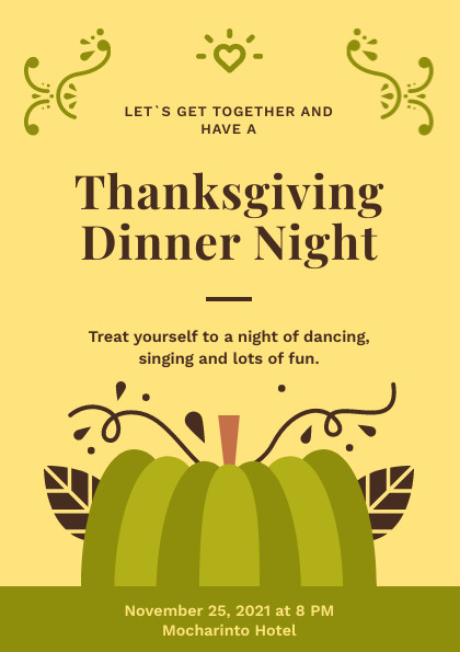 Thanksgiving Green Dinner Night Flyer 420x595 template