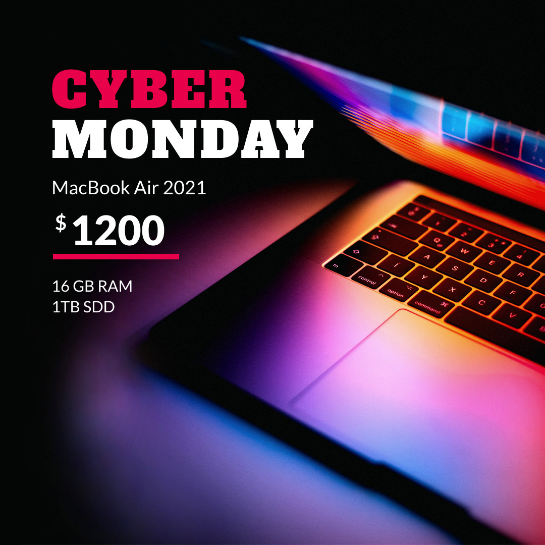Cyber Monday Colorful MacBook Air 1080x1080 template preview