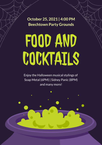 Halloween Food And Cocktails Flyer 420x595 template preview