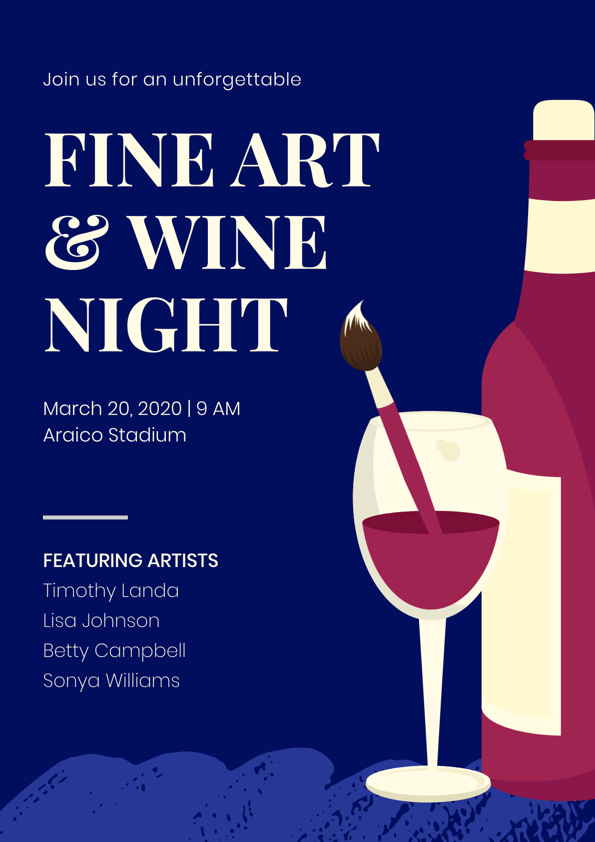 Fine Art and Wine Night – Poster Template 1191x1684 template preview