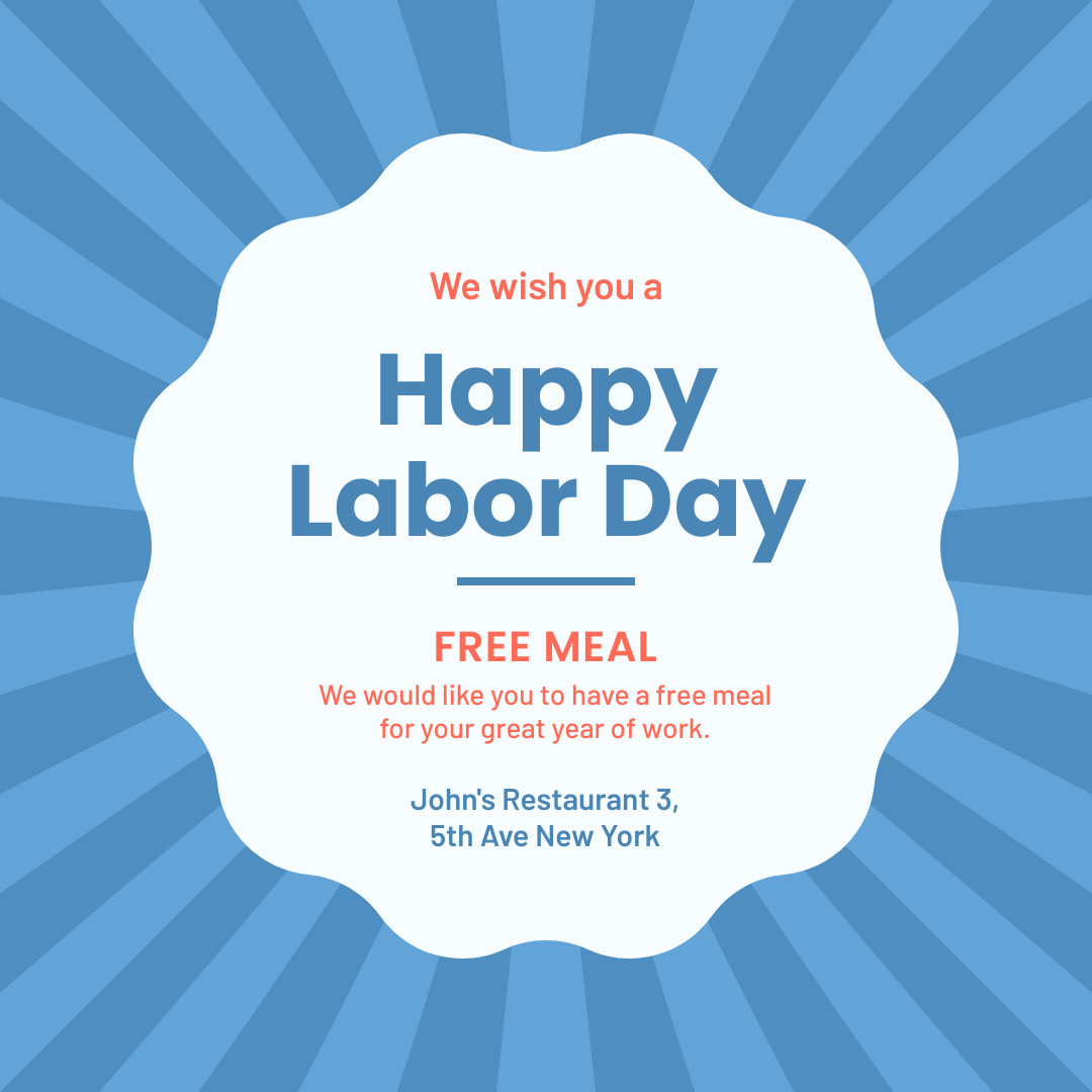 Labor Day Free Meal 1080x1080 template