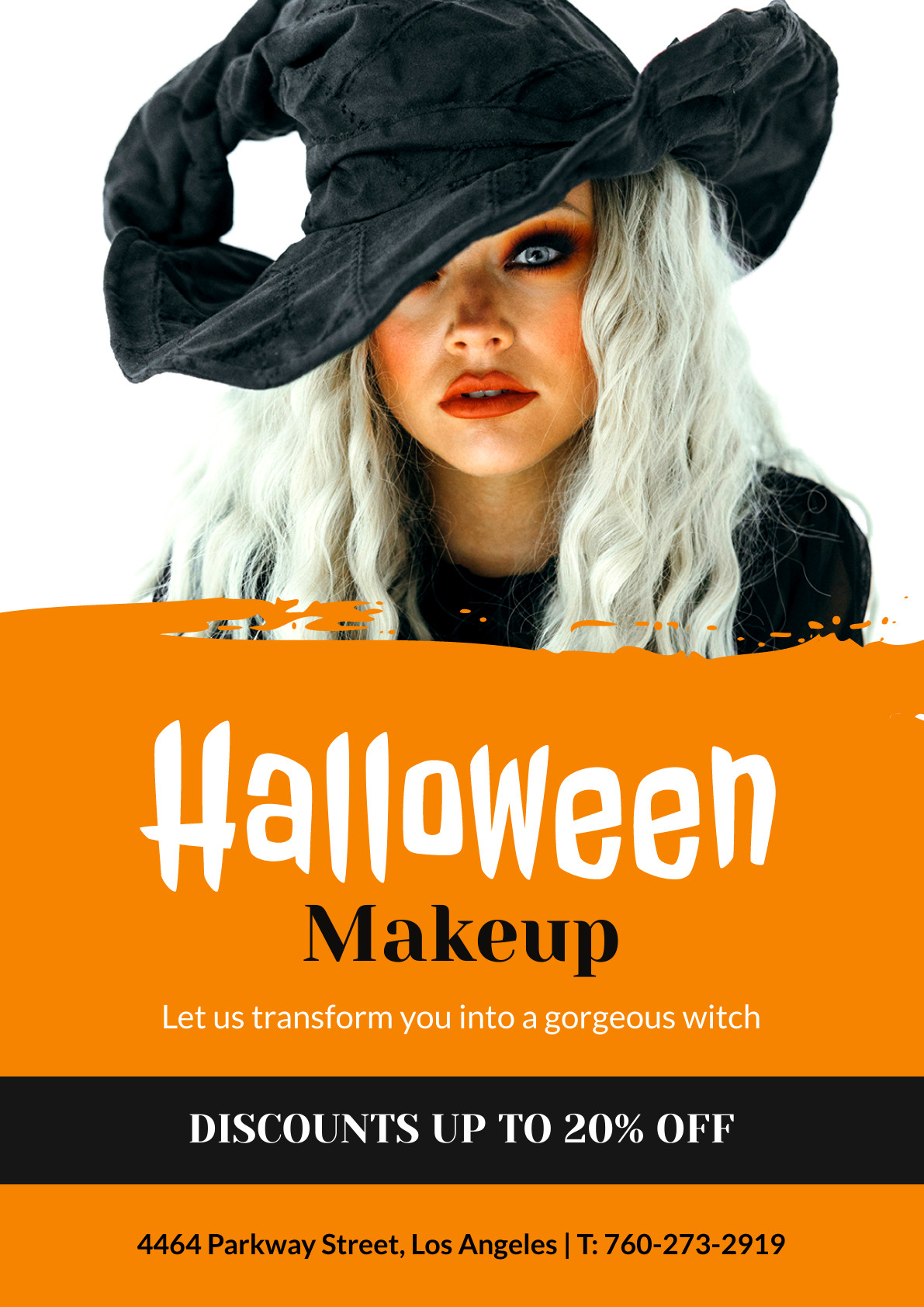 Gorgeous Witch Halloween Makeup Poster 1191x1684 template