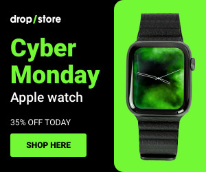 Cyber Monday Green Apple Watch 300x250 template