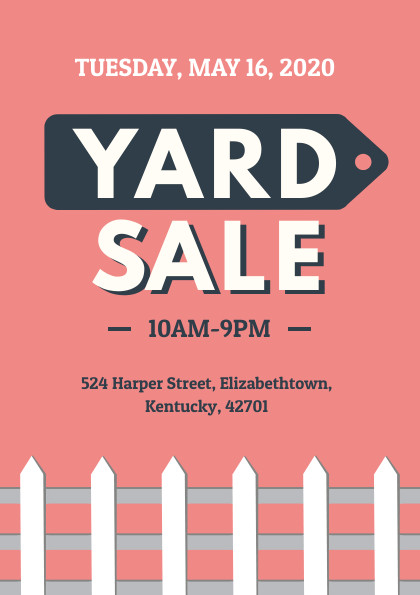 Pink Fence Yard Sale – Flyer Template 420x595 template