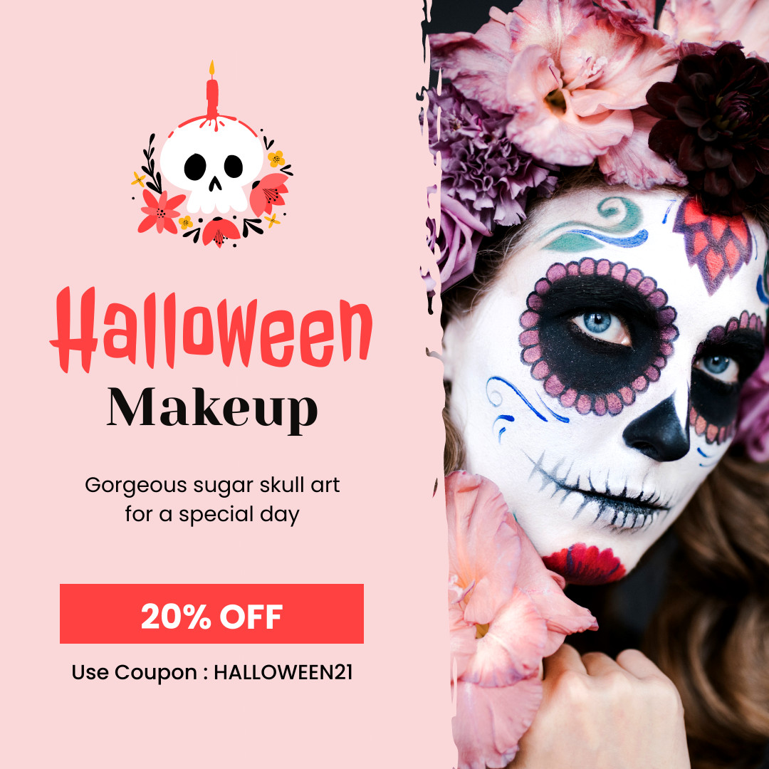 Sugar Skull Halloween Makeup Discount 1080x1080 template