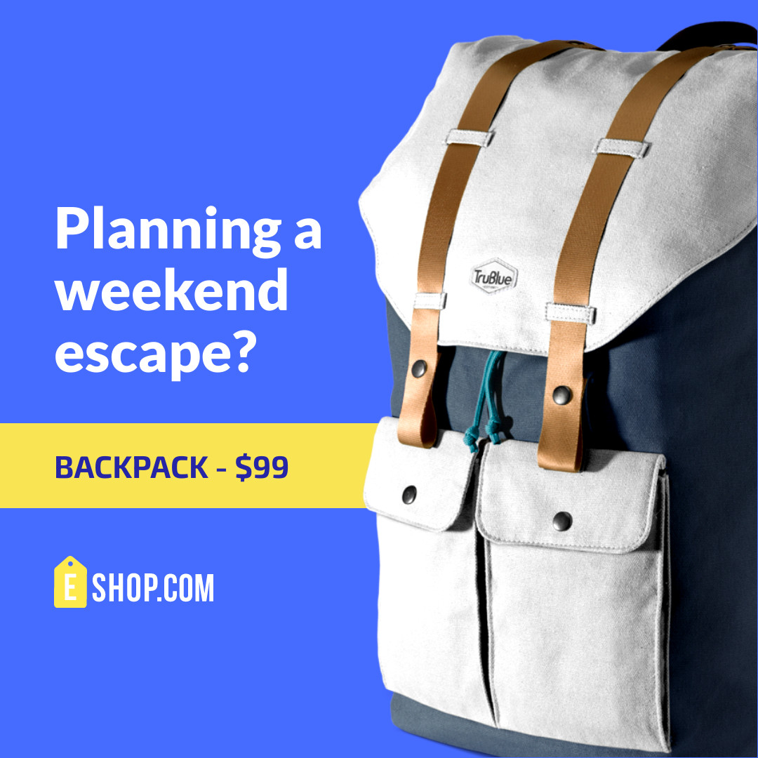 Backpack Deal for Weekend Escape  1080x1080 template