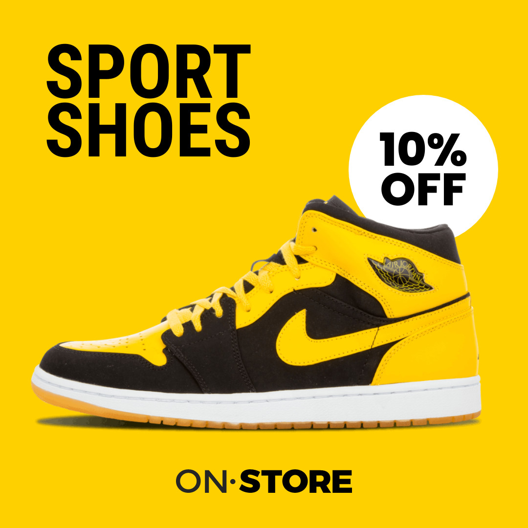 Yellow Sport Shoes Store Deal  1080x1080 template