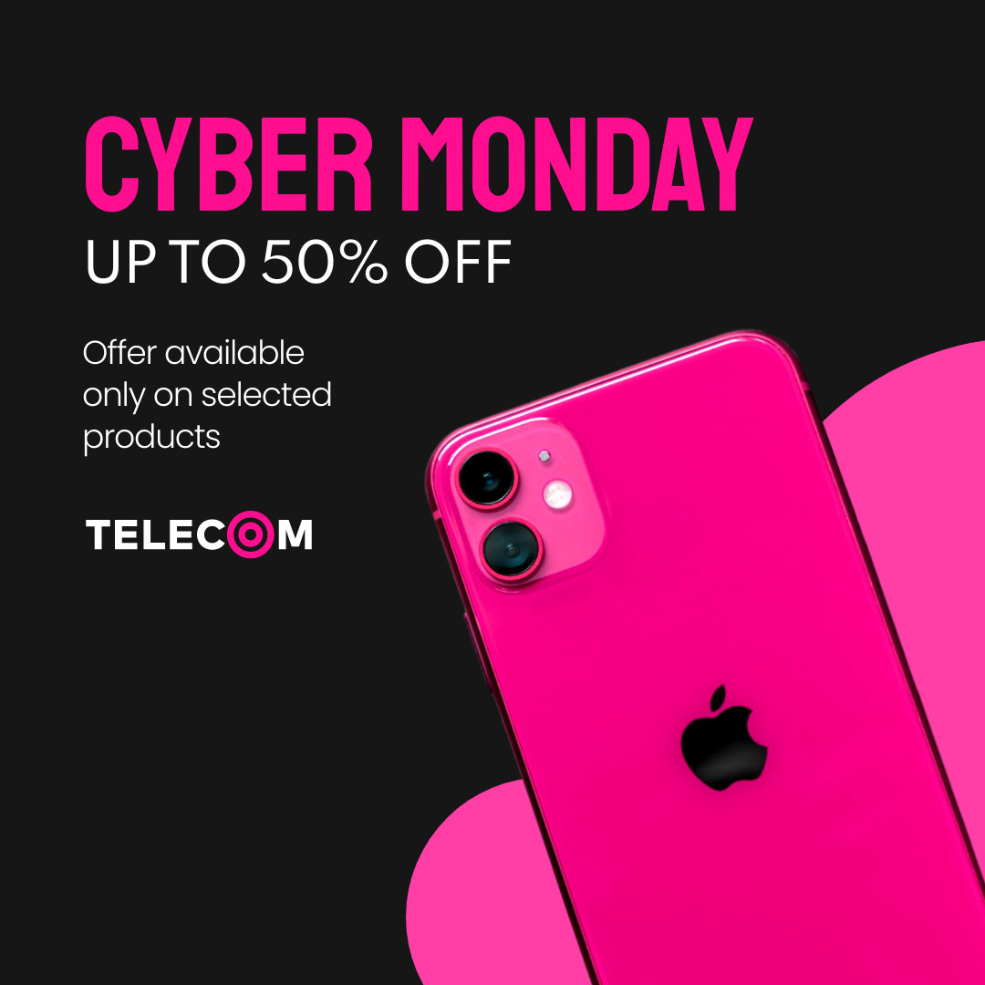 Cyber Monday Pink Apple Phone 1080x1080 template