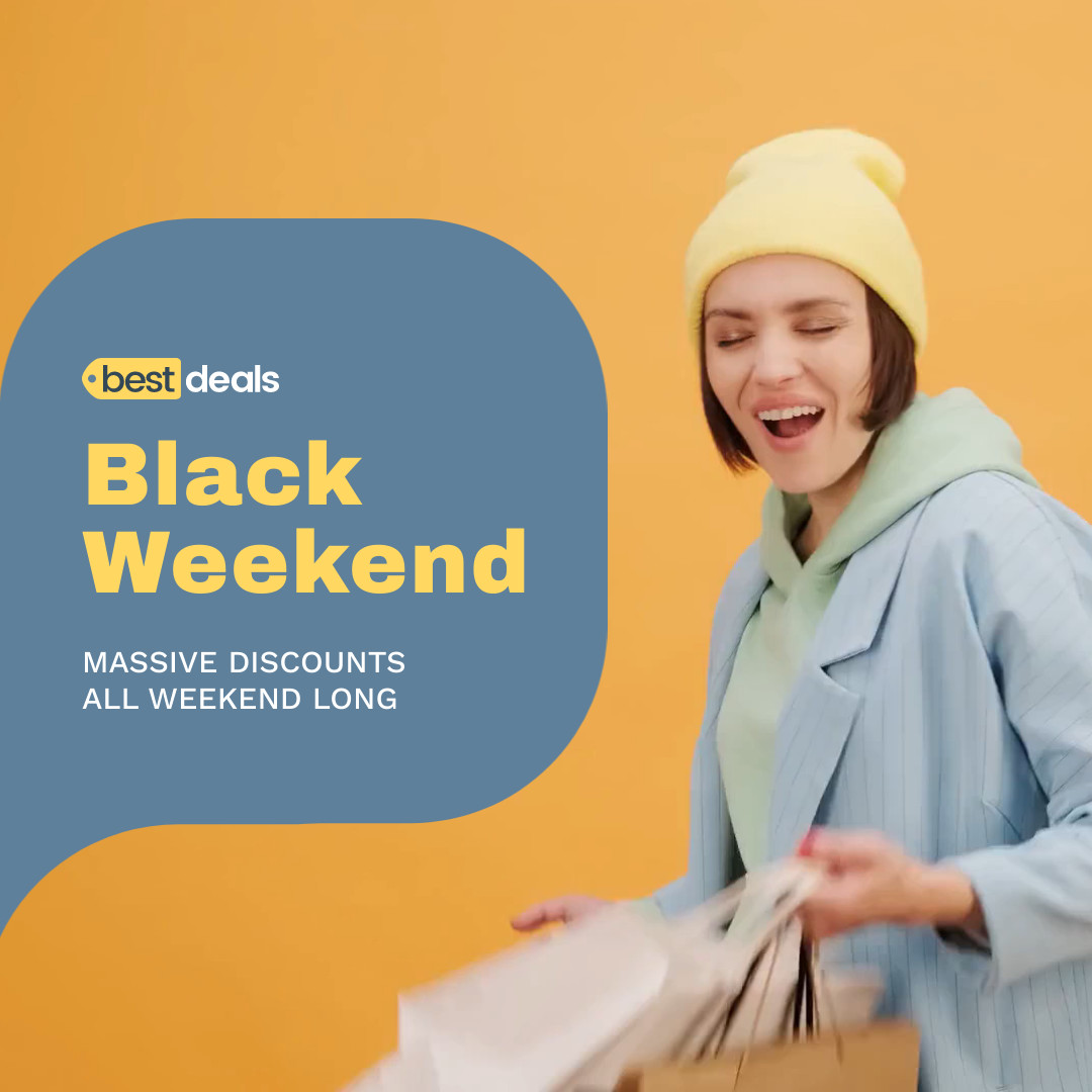 Black Friday Weekend Massive Discounts Video 1080x1080 template