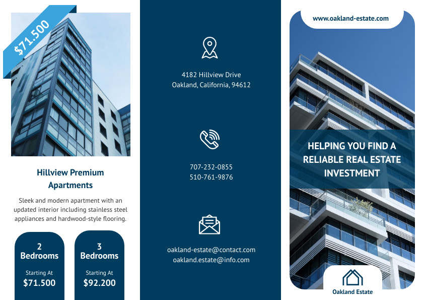 Oakland Estate Apartments – Brochure Template 842x595 template preview
