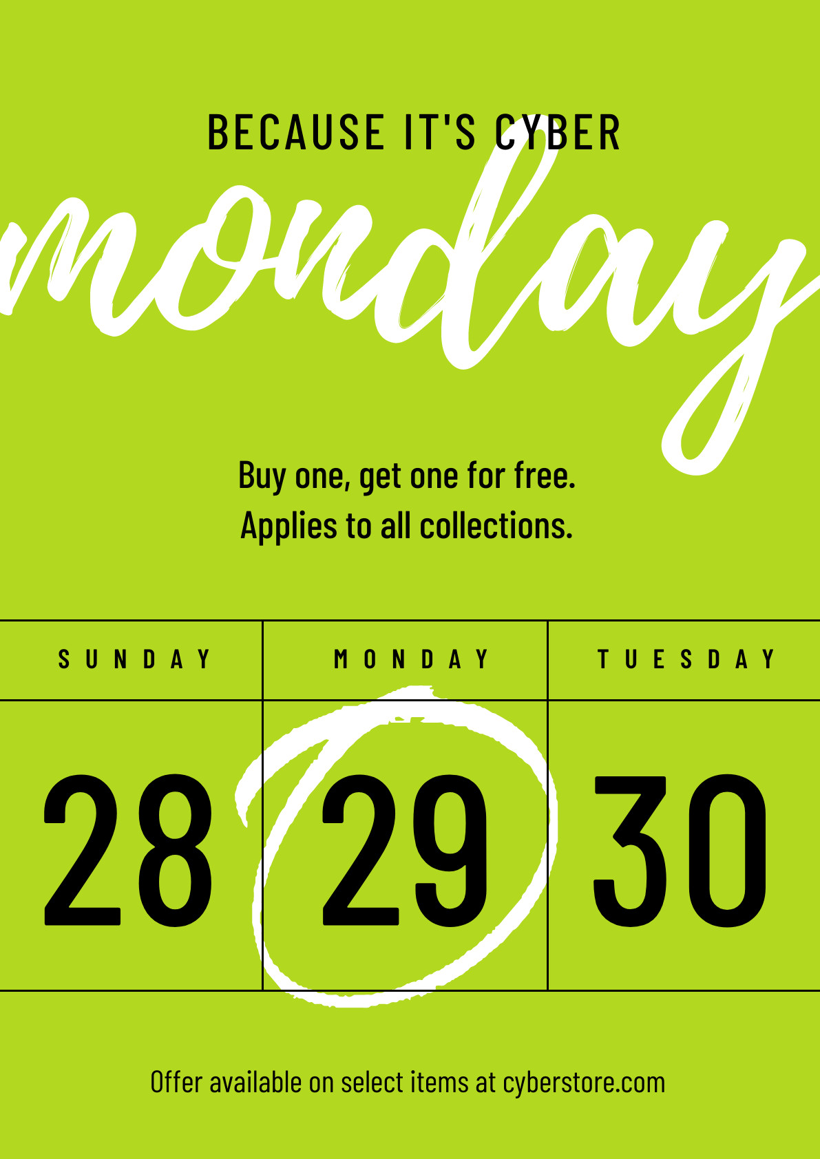 Because Lime Cyber Monday Poster 1191x1684 template preview