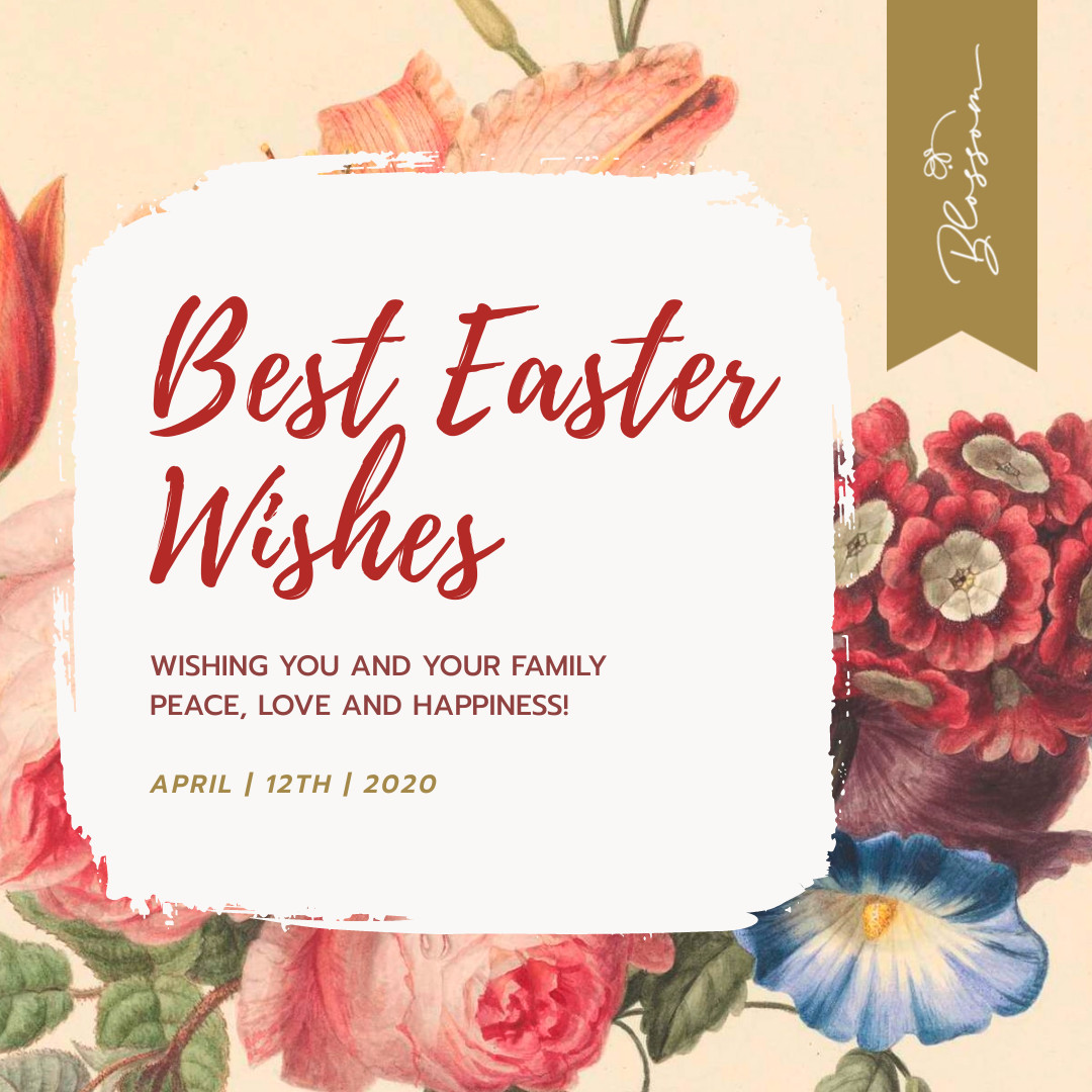 Watercolor Best Easter Wishes 1080x1080 template