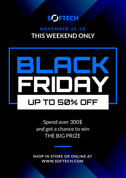 Tech The Big Prize Black Friday Flyer 420x595 template