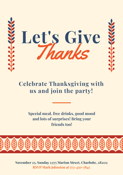Traditional Thanksgiving Party Flyer 420x595 template