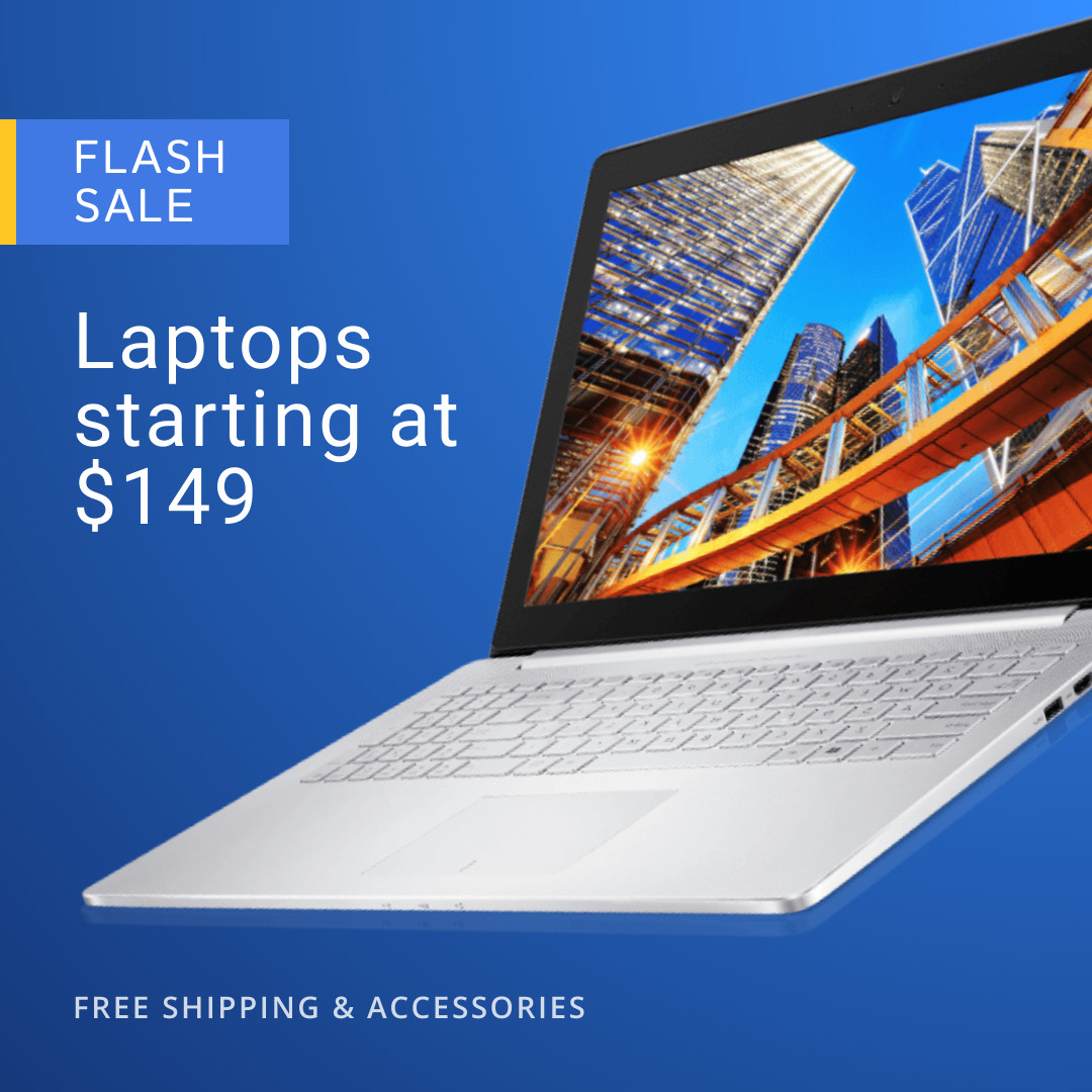 Blue Laptop Flash Sales  1080x1080 template