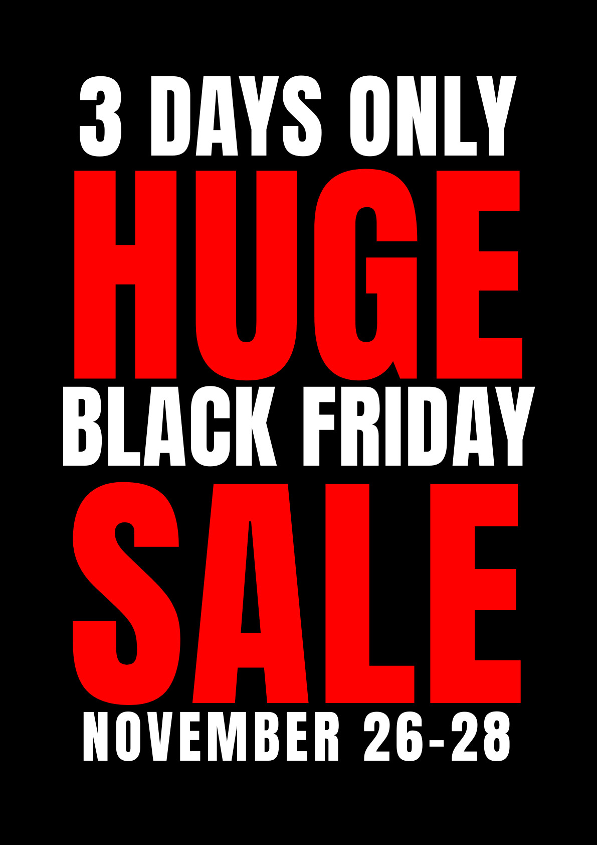 Huge Sale Red Black Friday Poster 1191x1684 template