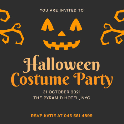 Halloween Orange Costume Party Invitation 397x397 template preview