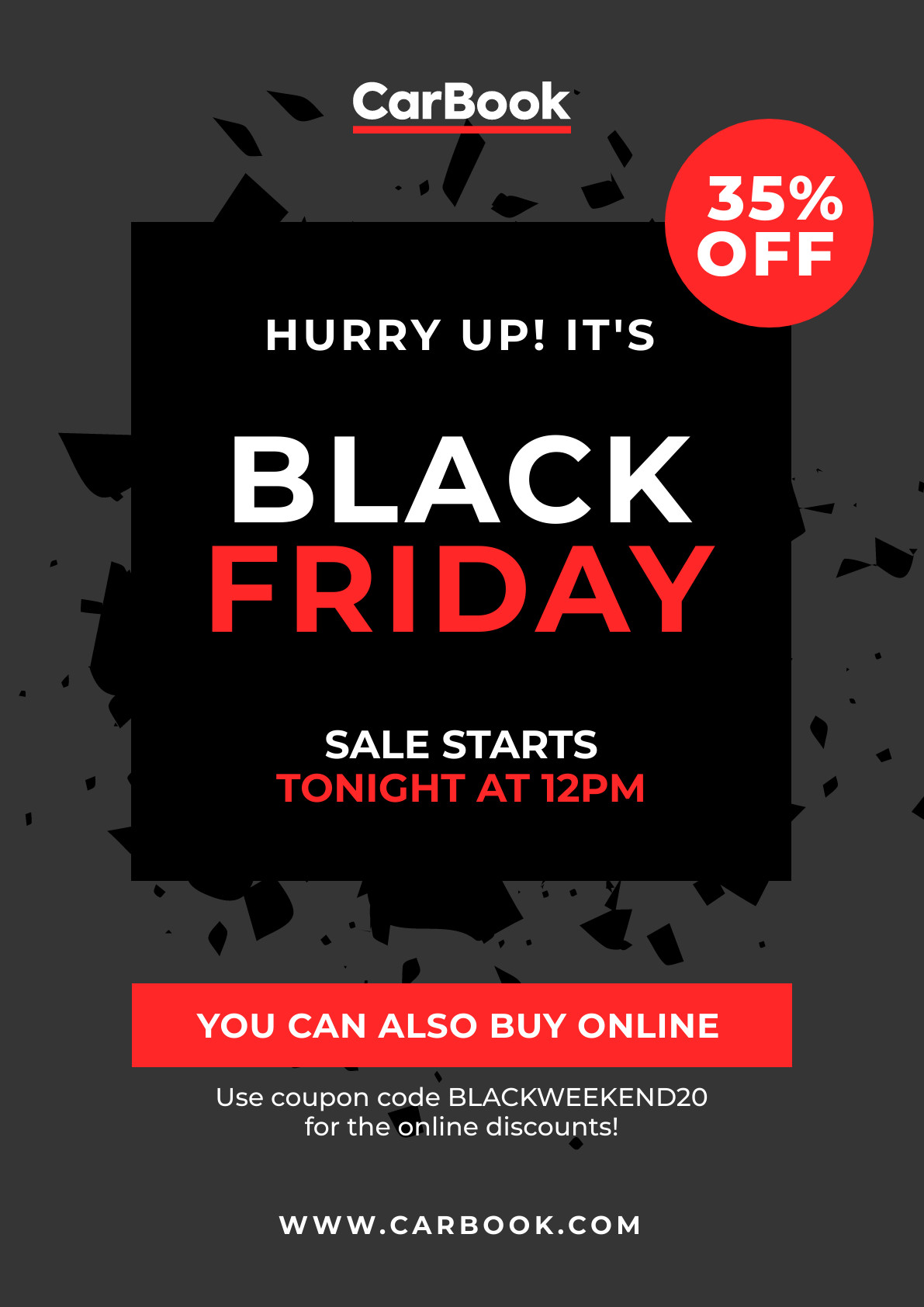 Hurry Up Carbook Black Friday Poster 1191x1684 template