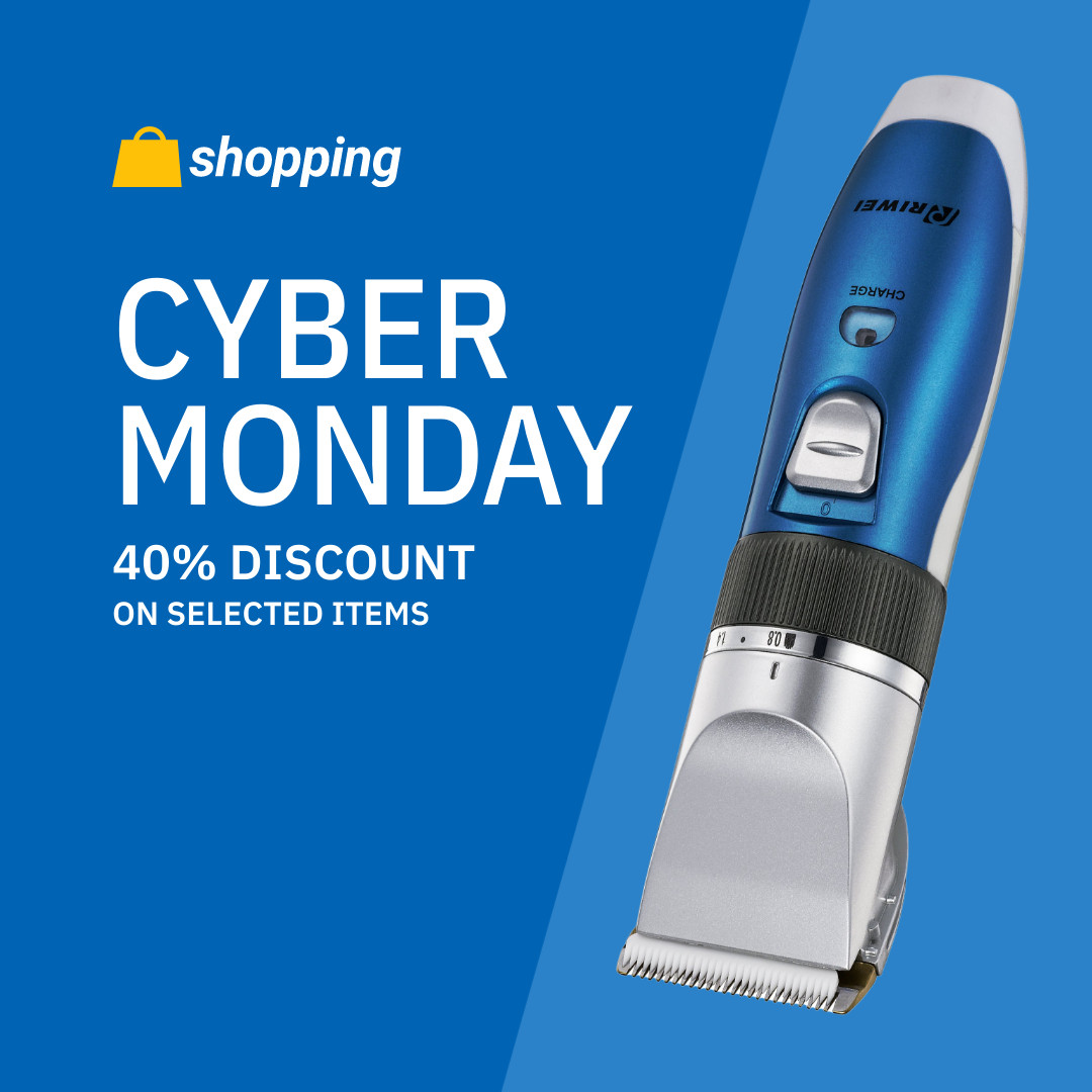 Cyber Monday Blue Shaver Discount 1080x1080 template