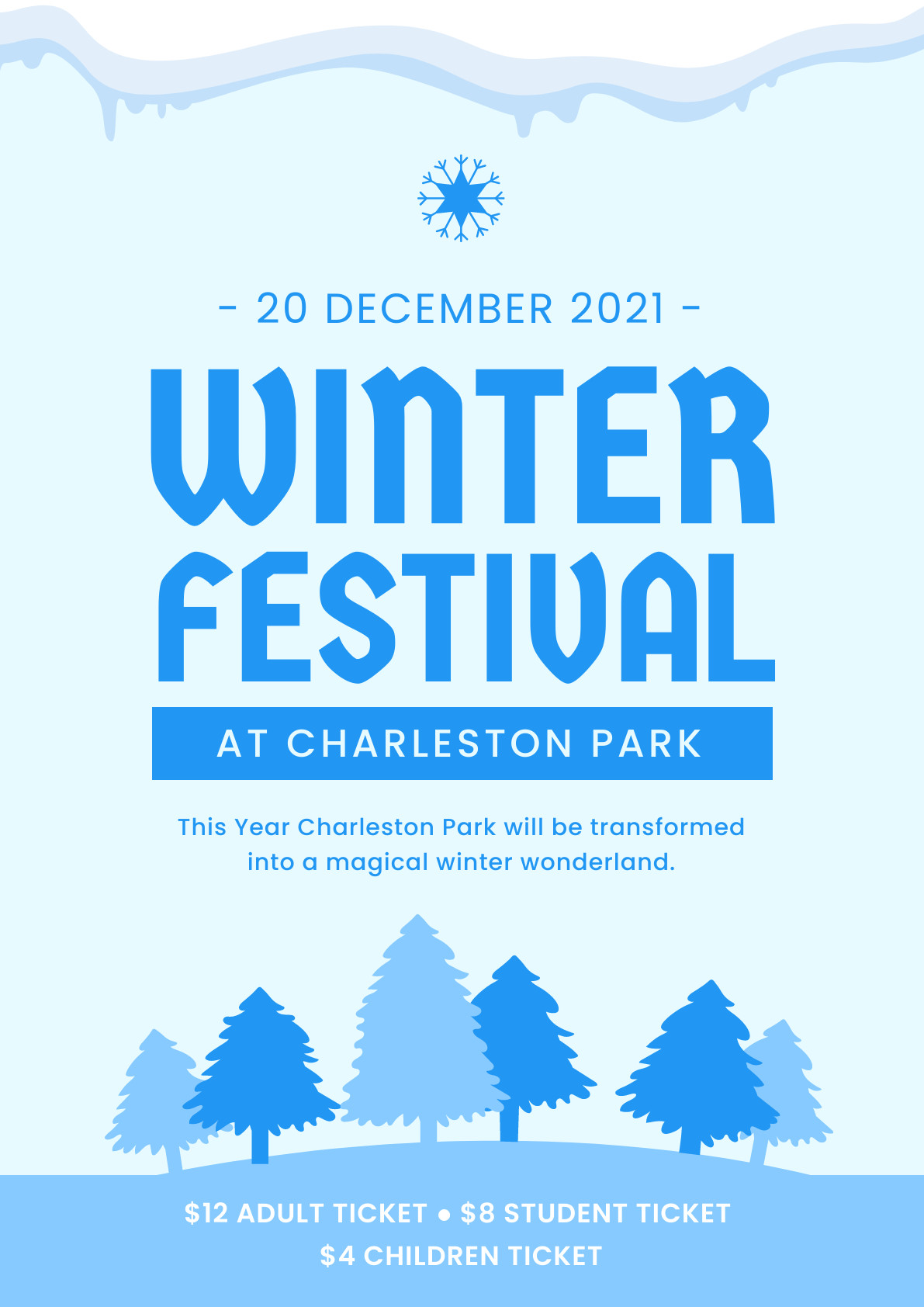 Christmas Winter Wonderland Festival Poster 1191x1684 template