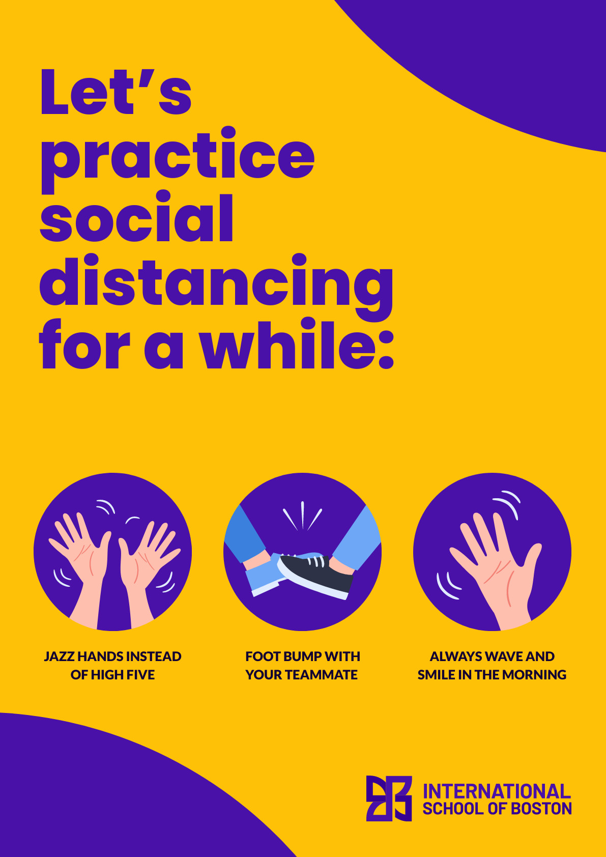 Practice Social Distancing in School Poster 1191x1684 template