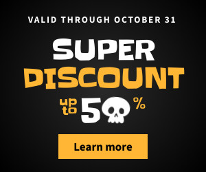 Black Halloween Skull Discount 300x250 template