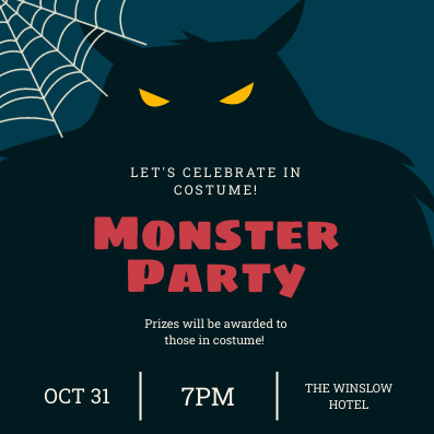 Monster Costume Party Invitation 397x397 template