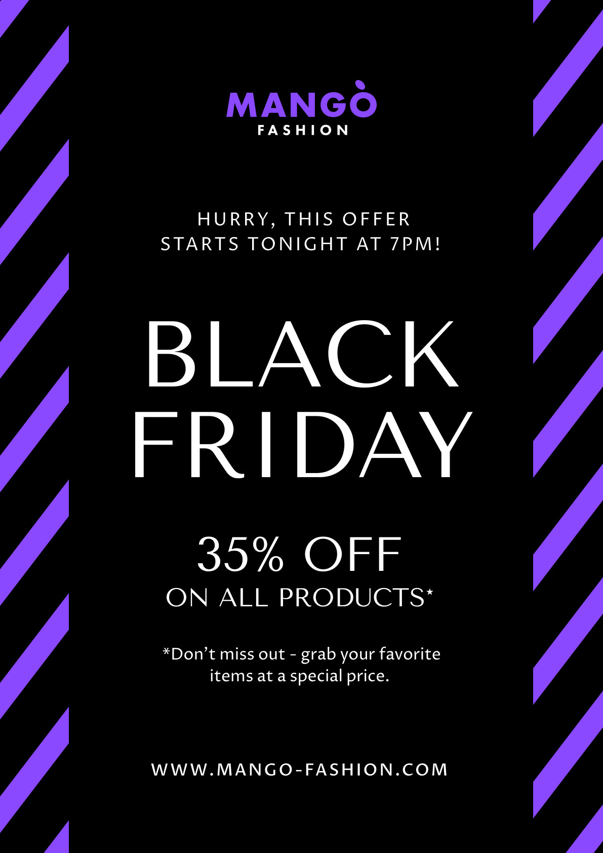 Black and Purple Lines Black Friday Poster 1191x1684 template