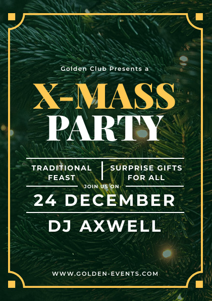 Christmas Party Golden Pine Club Flyer 420x595 template
