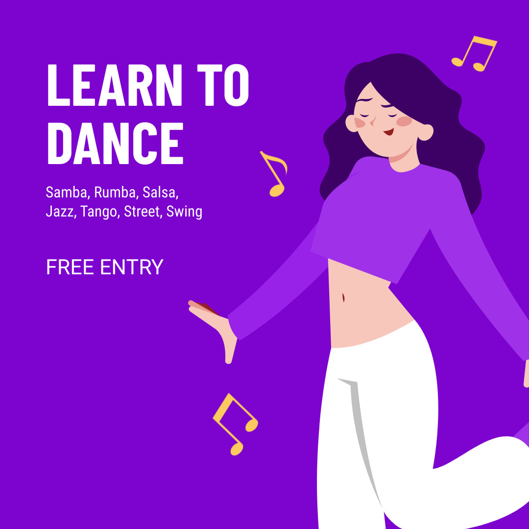 Learn to Dance with Free Entry 1080x1080 template
